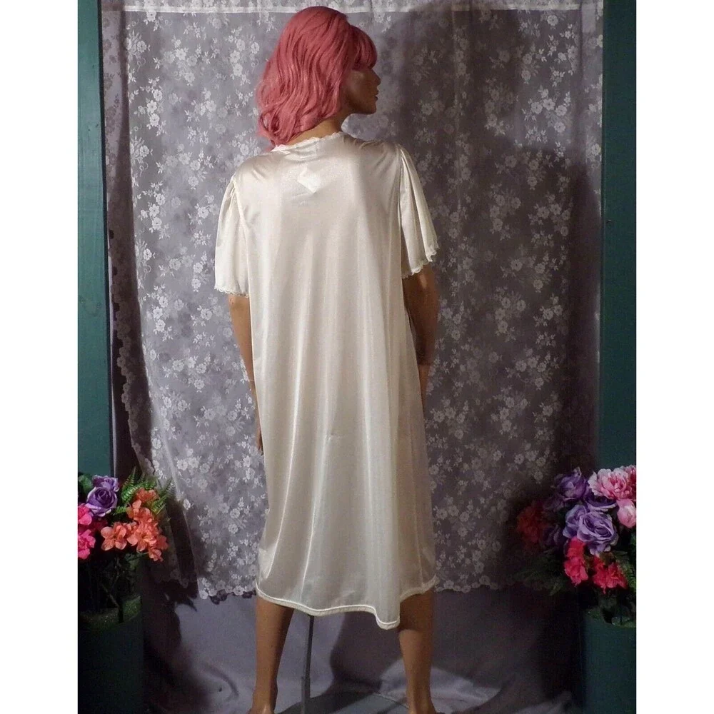 Vintage 80s Robe 1980s White Nylon Bridal Sears NWT Retro Grannycore Size Large